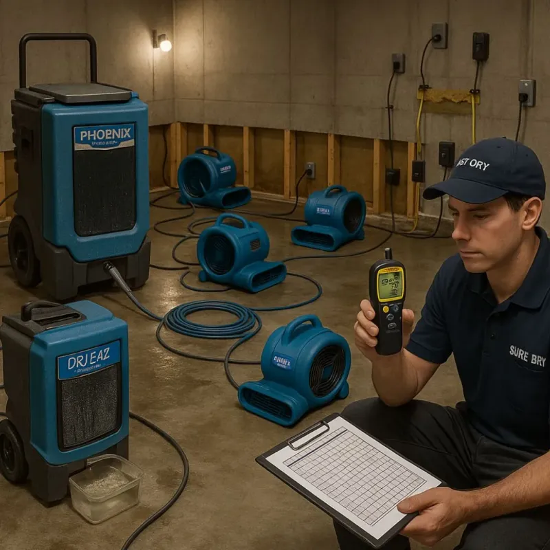 Structural Drying and Dehumidification process in Potomac, MD